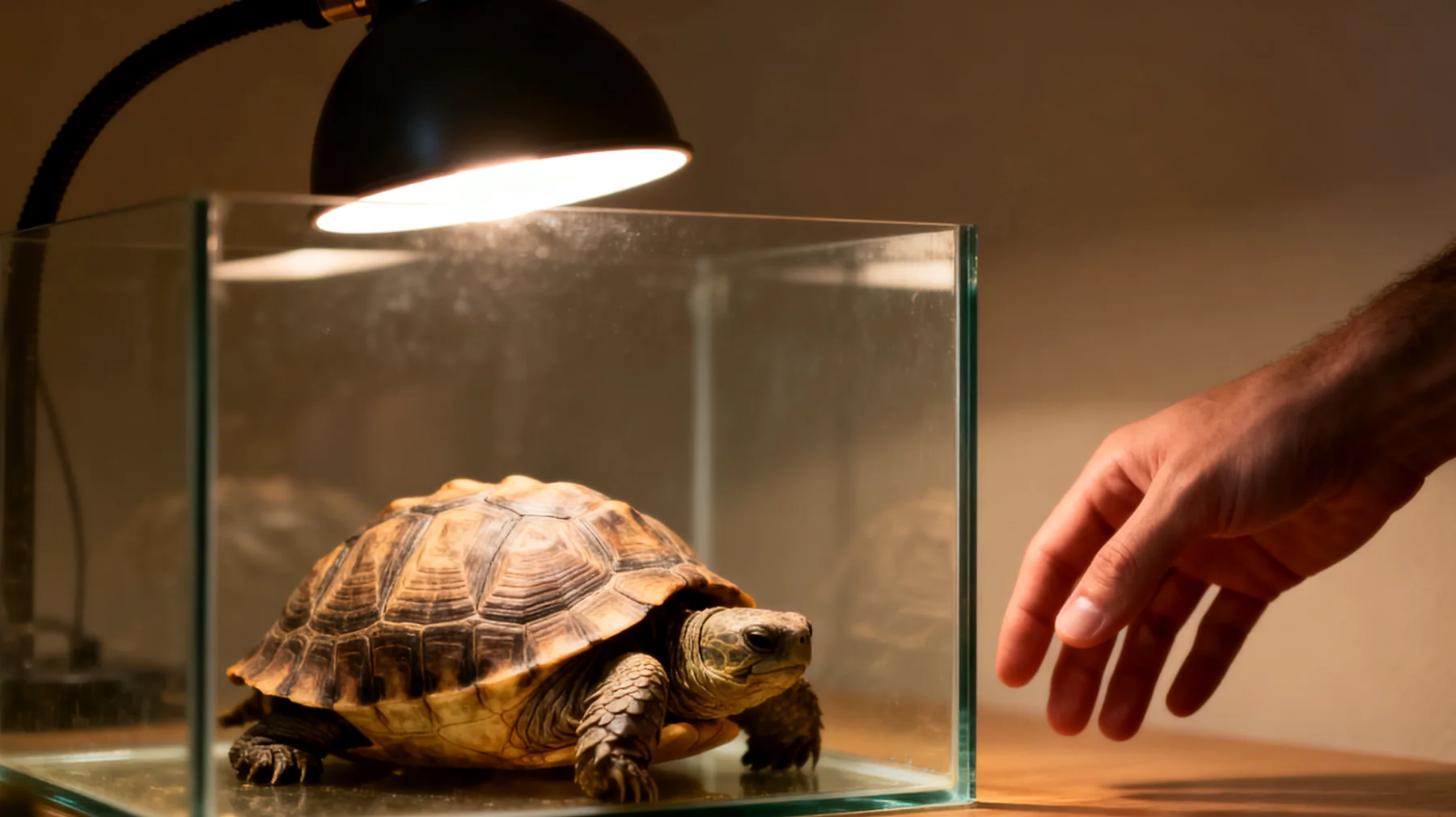 Schildkröten in Wohnungshaltung leiden häufig unter unzureichender UVB-Beleuchtung, was zu Kalziummangel, Panzererweichung und Knochenerkrankungen führen kann"